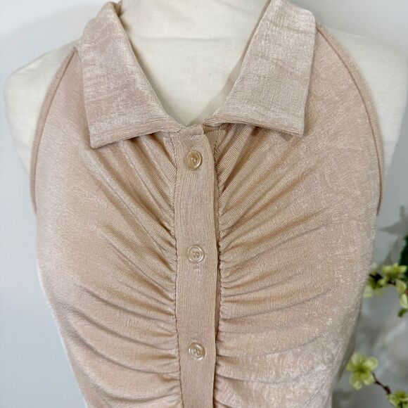 Riley & James NWT Shimmer Ruched Halter Top | Large | New - Picture 3 of 8
